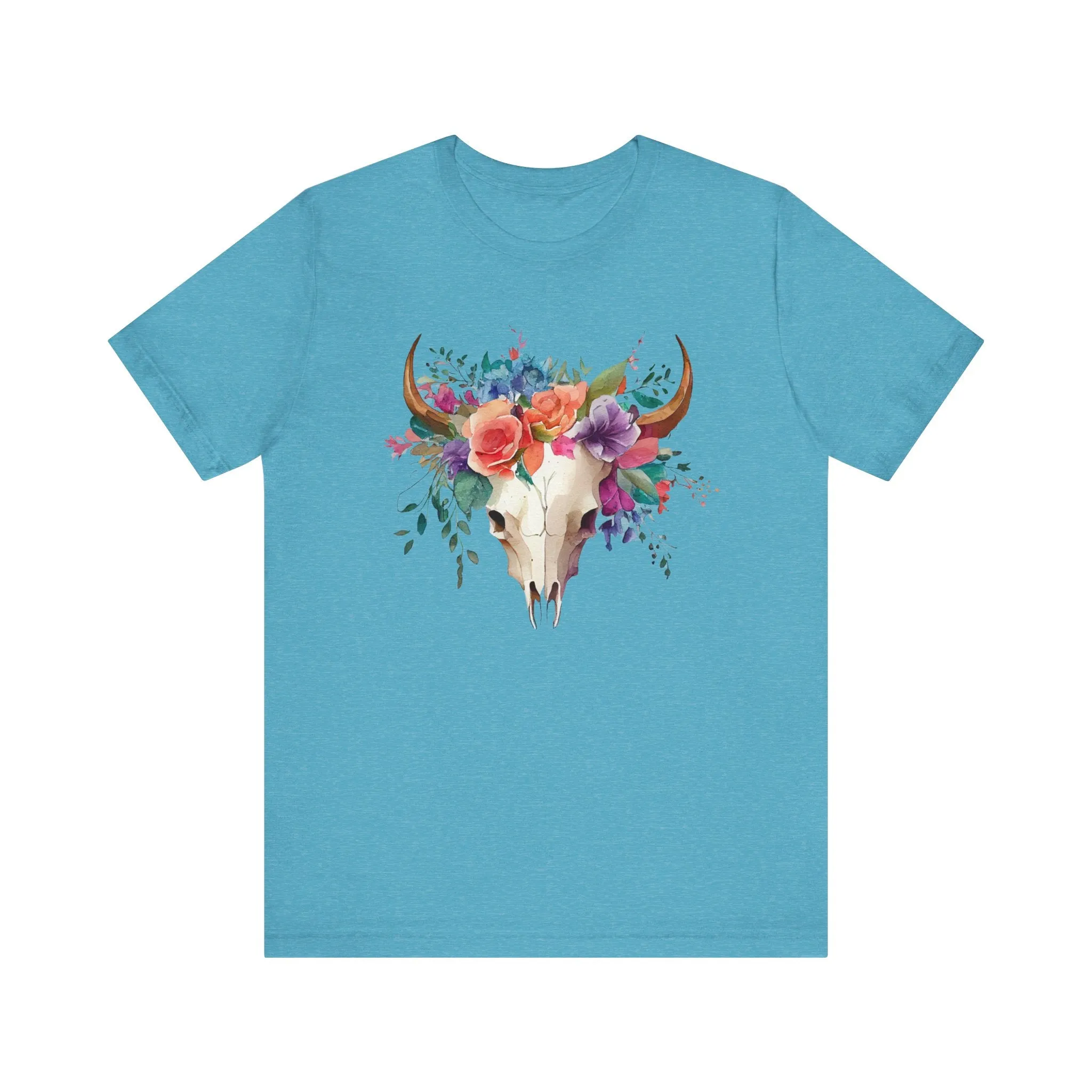 Flower Skull Western Unisex Jersey Short Sleeve Tee