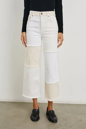 GETTY CROP WIDE LEG - ECRU PATCHWORK