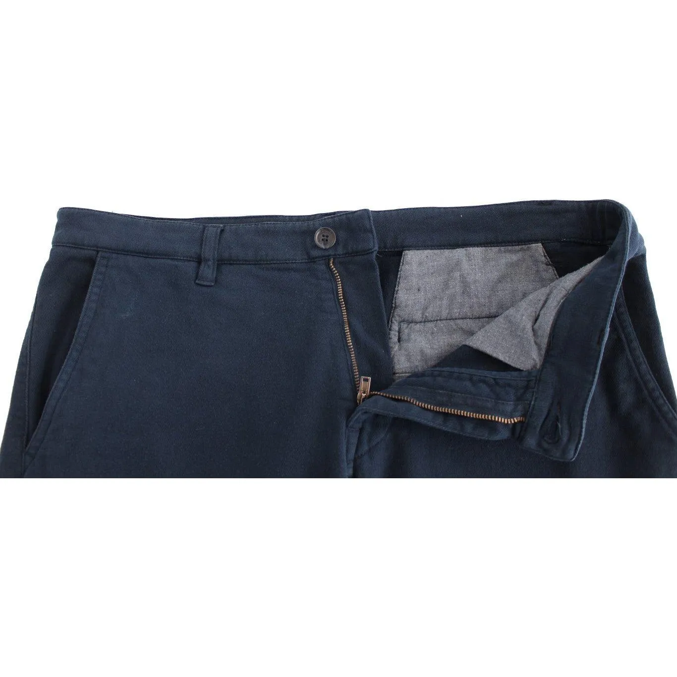 GF Ferre Elegant Blue Cotton Stretch Chinos