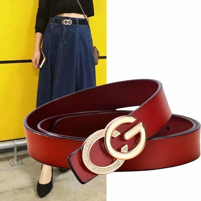 Ladies Belt Pure Fashion Simple Style Leather Women Casual Pants Belt