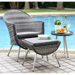 Leena Transitional 3 Piece Patio Set ,Gray