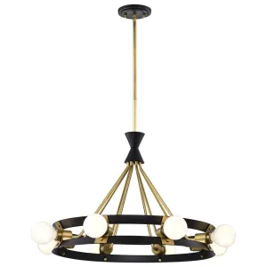 Marsden 8 Light Chandelier; Matte Black and Natural Brass Finish