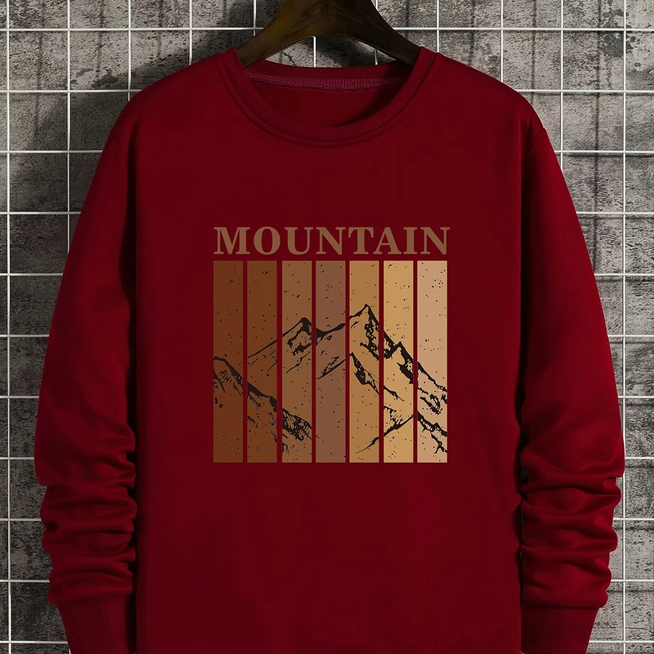 Men's Mountain Printed Round Neck Casual Sweatshirt