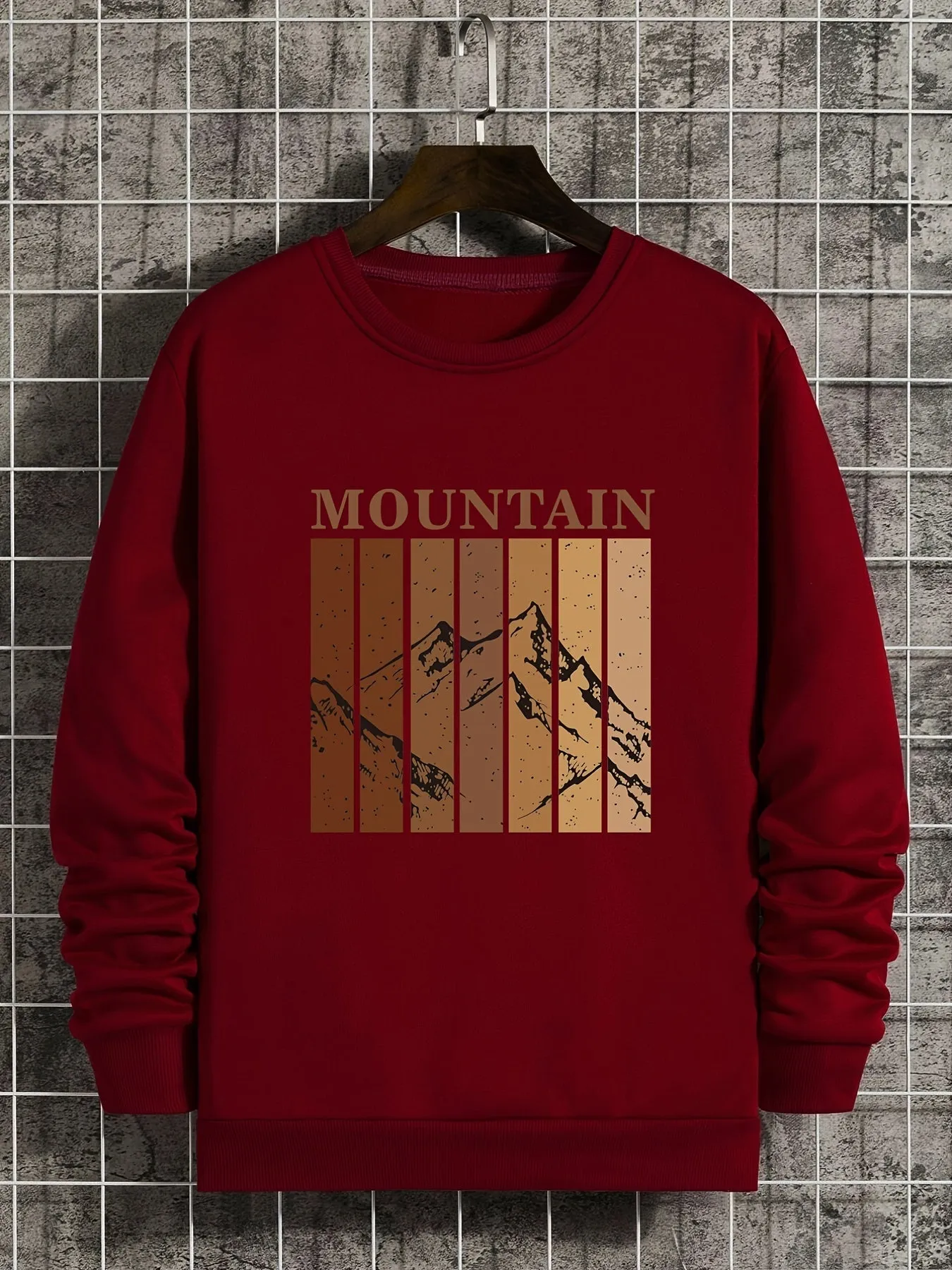 Men's Mountain Printed Round Neck Casual Sweatshirt