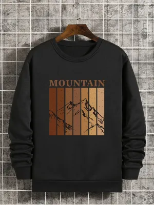 Men's Mountain Printed Round Neck Casual Sweatshirt