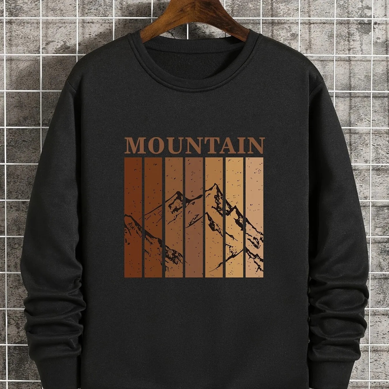 Men's Mountain Printed Round Neck Casual Sweatshirt