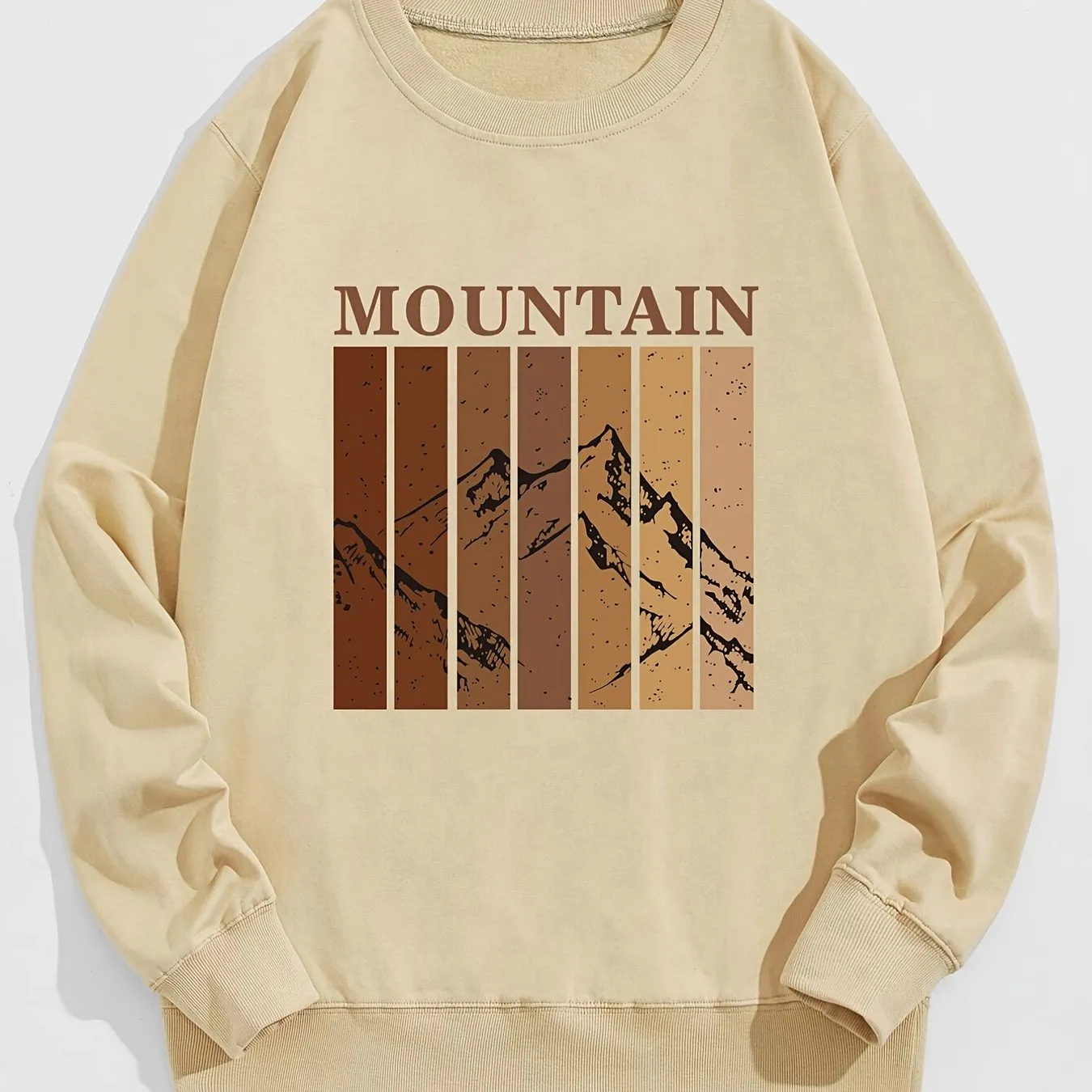 Men's Mountain Printed Round Neck Casual Sweatshirt