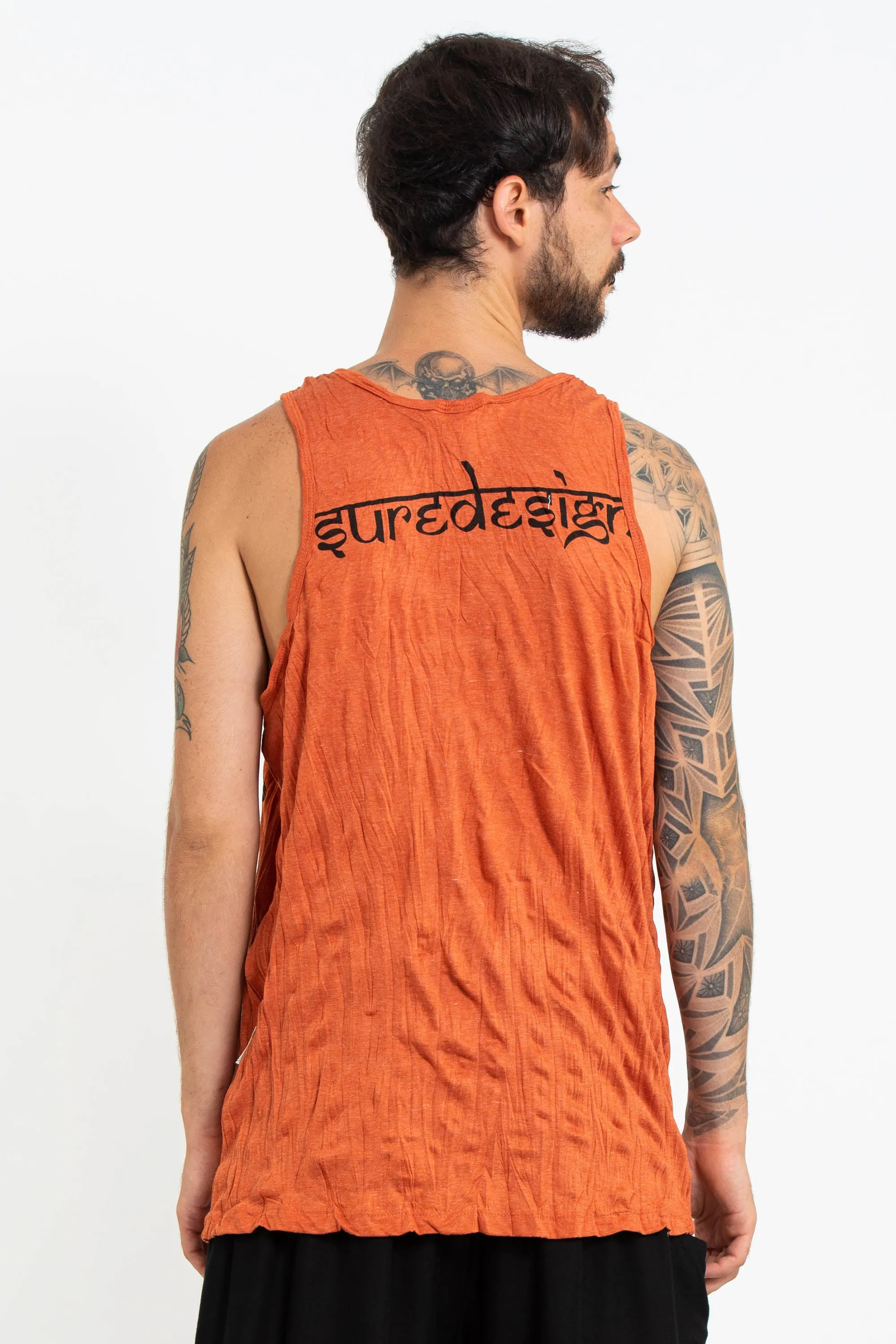 Mens Om and Koi Fish Tank Top in Orange