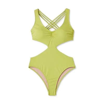 New - Shade & Shore Women's Monokini Strappy Back One Piece Swimsuit