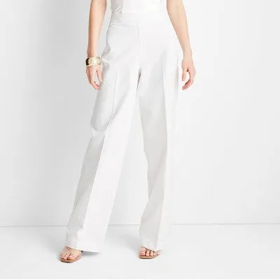 New - Women's High-Rise Straight Leg Pants - Future Collective with Jenee Naylor White 4