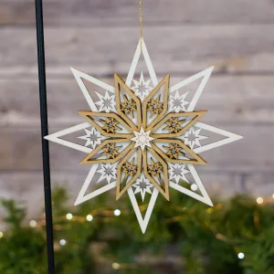 Ornament  - 5Layer Star Detail with Brown Accent 18cm