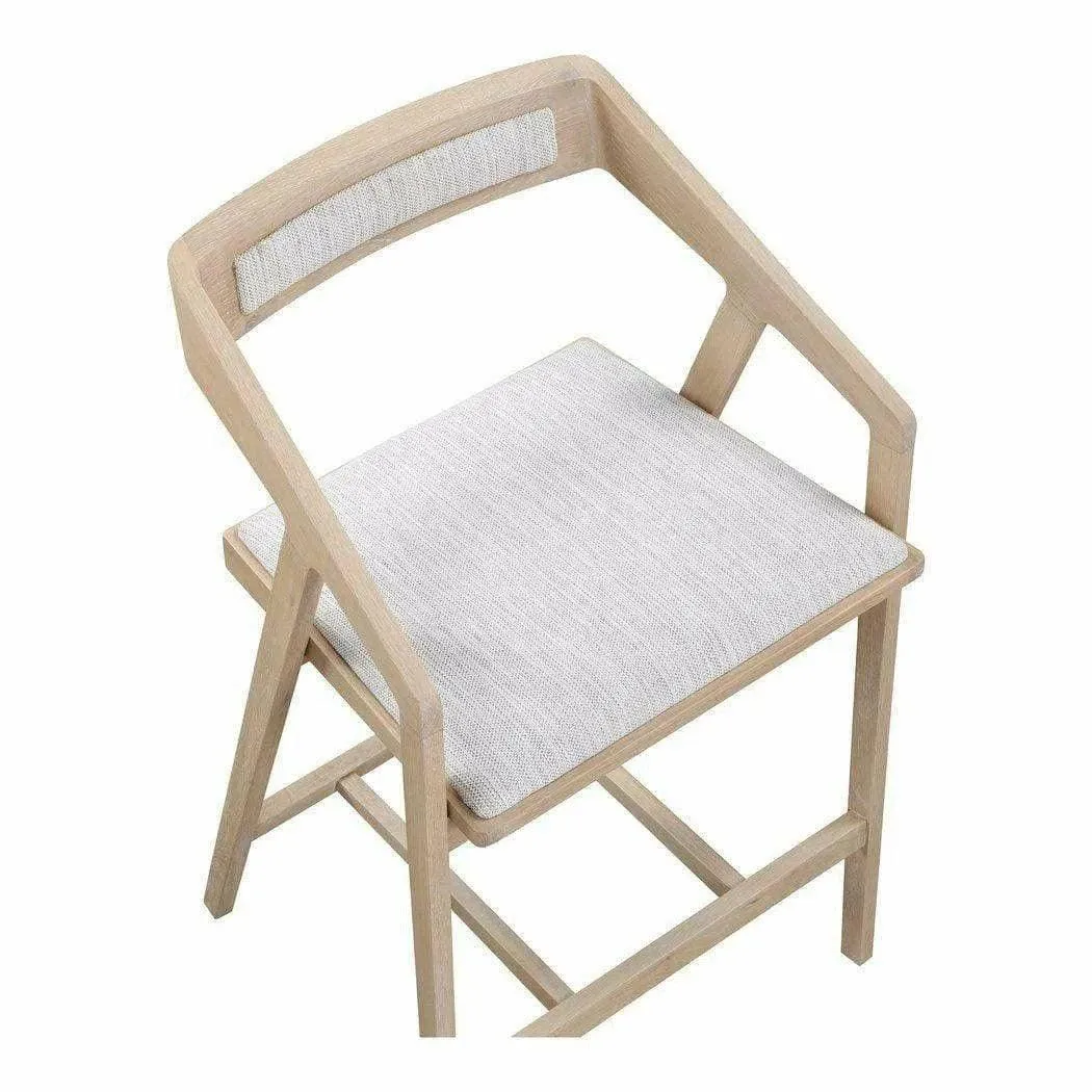 Performance Fabric Counter Height Stool Arm Chair Light Grey