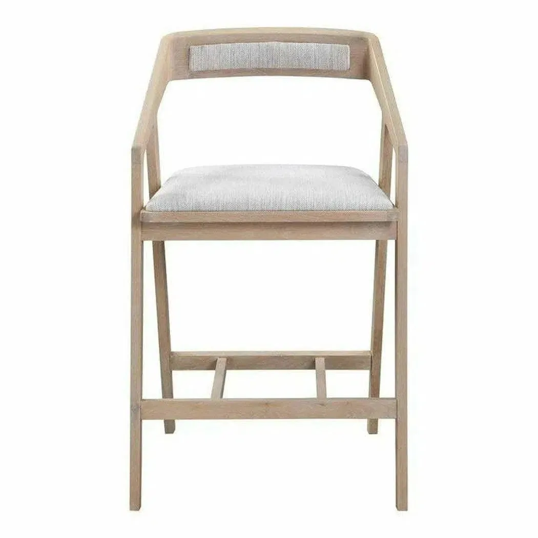 Performance Fabric Counter Height Stool Arm Chair Light Grey