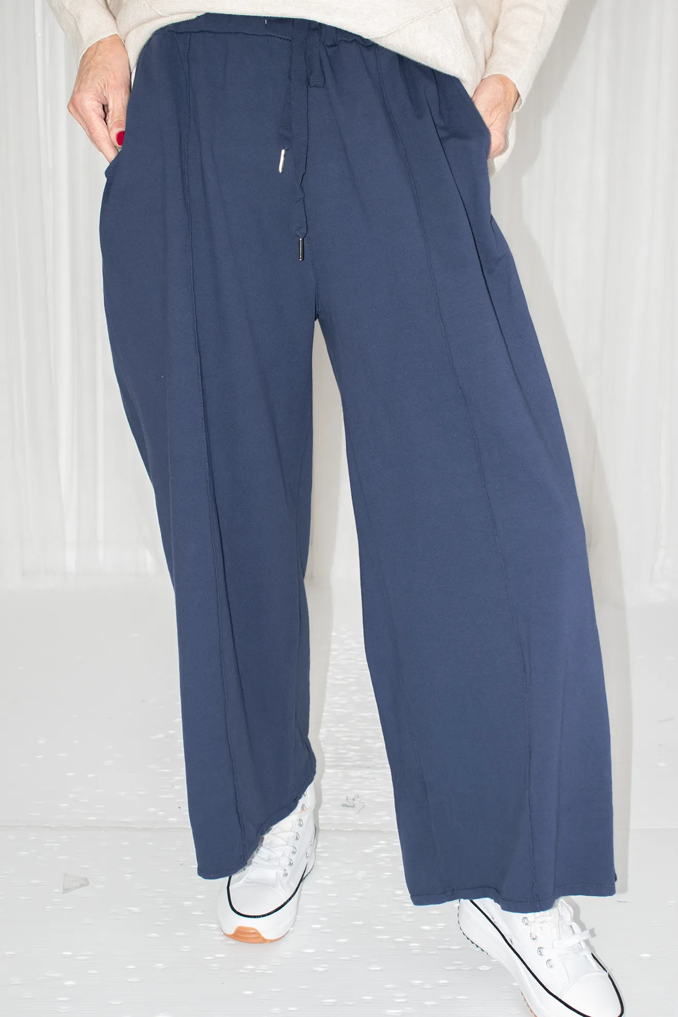 Poppy Front Seam Pull In Waist Jogger in Navy