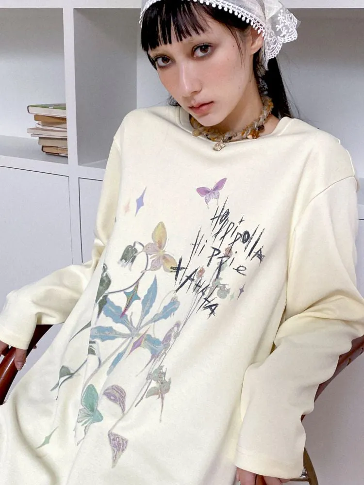 Printed Loose Casual Long Sleeve T-Shirt Dress【s0000010098】