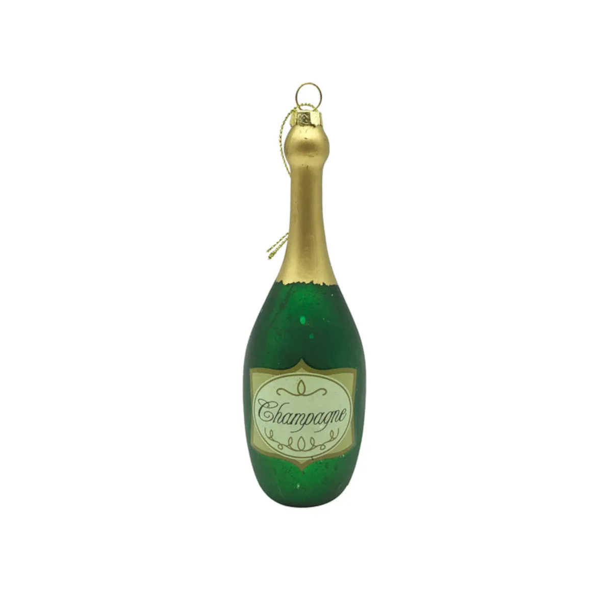 Pure Christmas Champagne Bottle Christmas Decoration Green 14cm