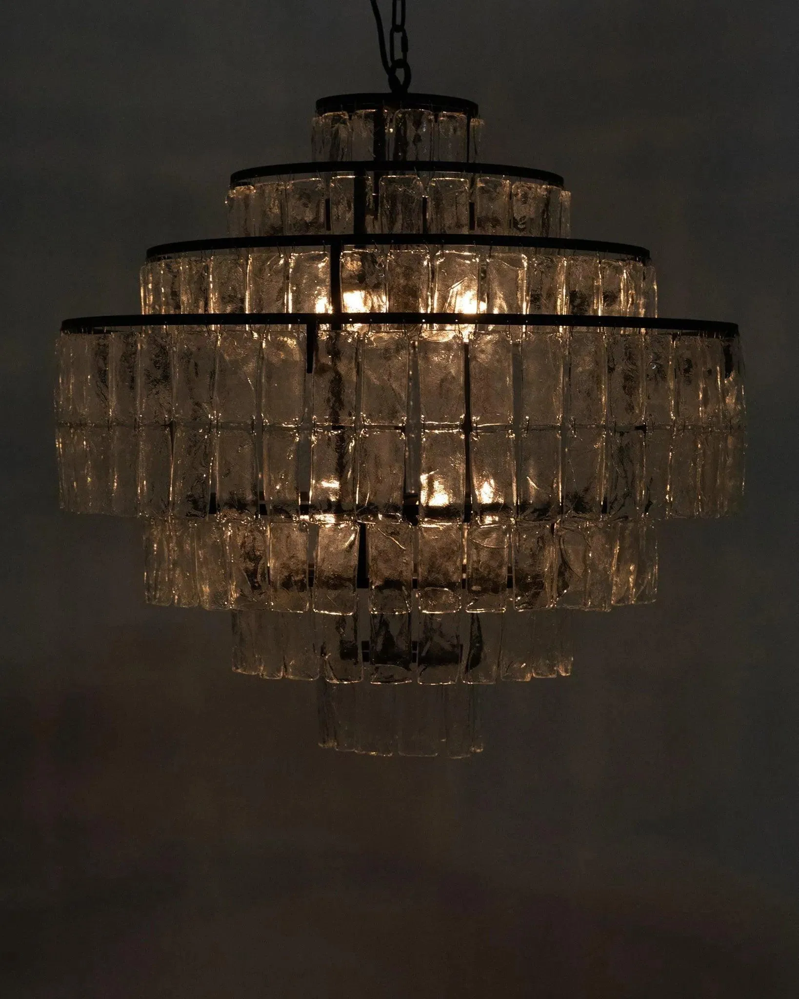 Satellite Black Steel and Glass Chandelier