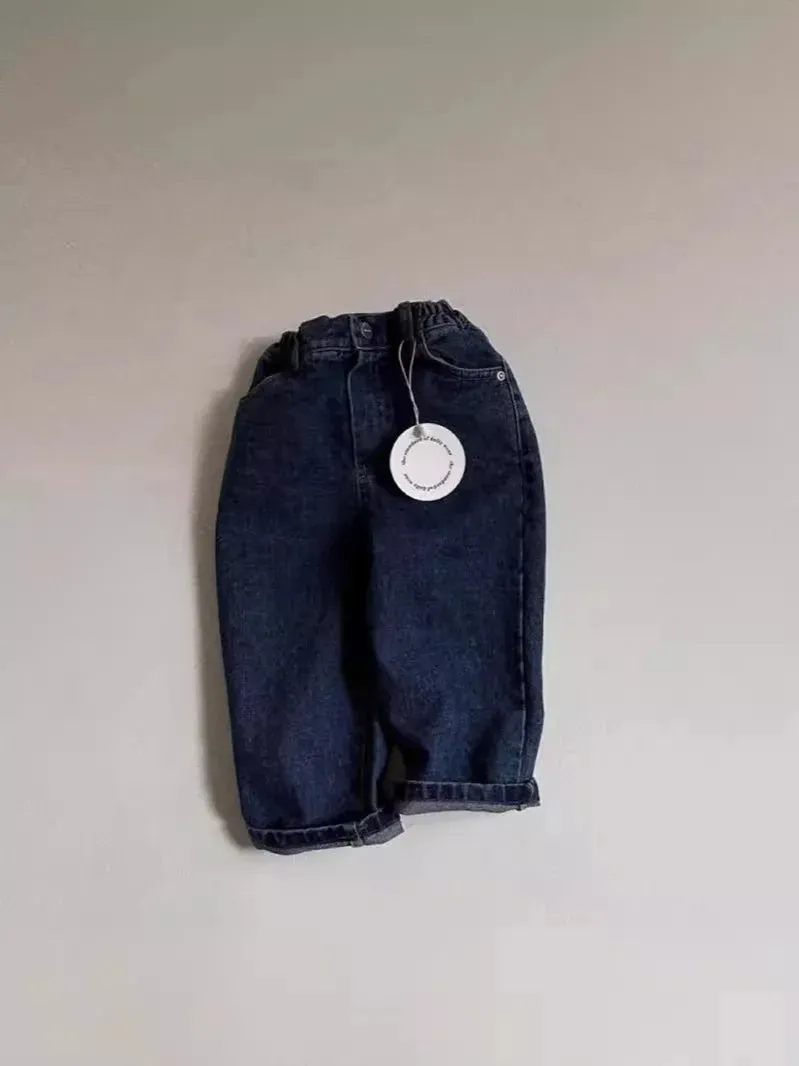 Solid Denim Casual Pants