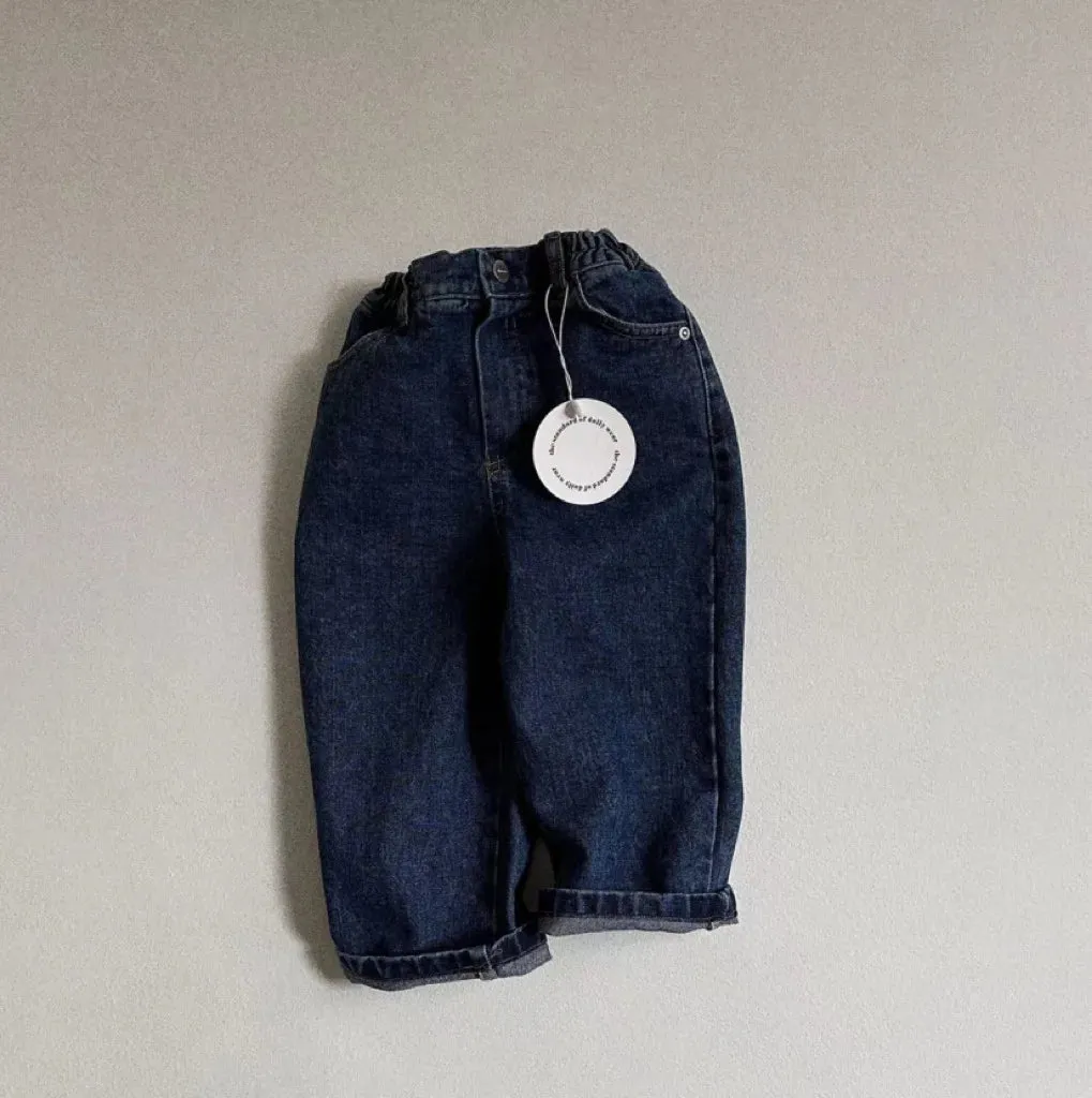 Solid Denim Casual Pants