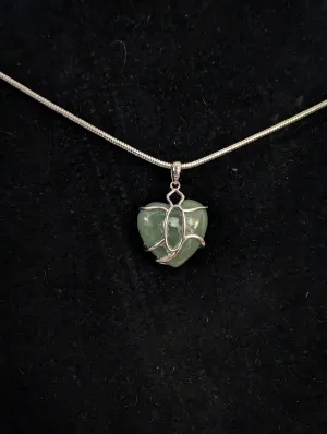 Sterling Silver Green Aventurine Heart Necklace