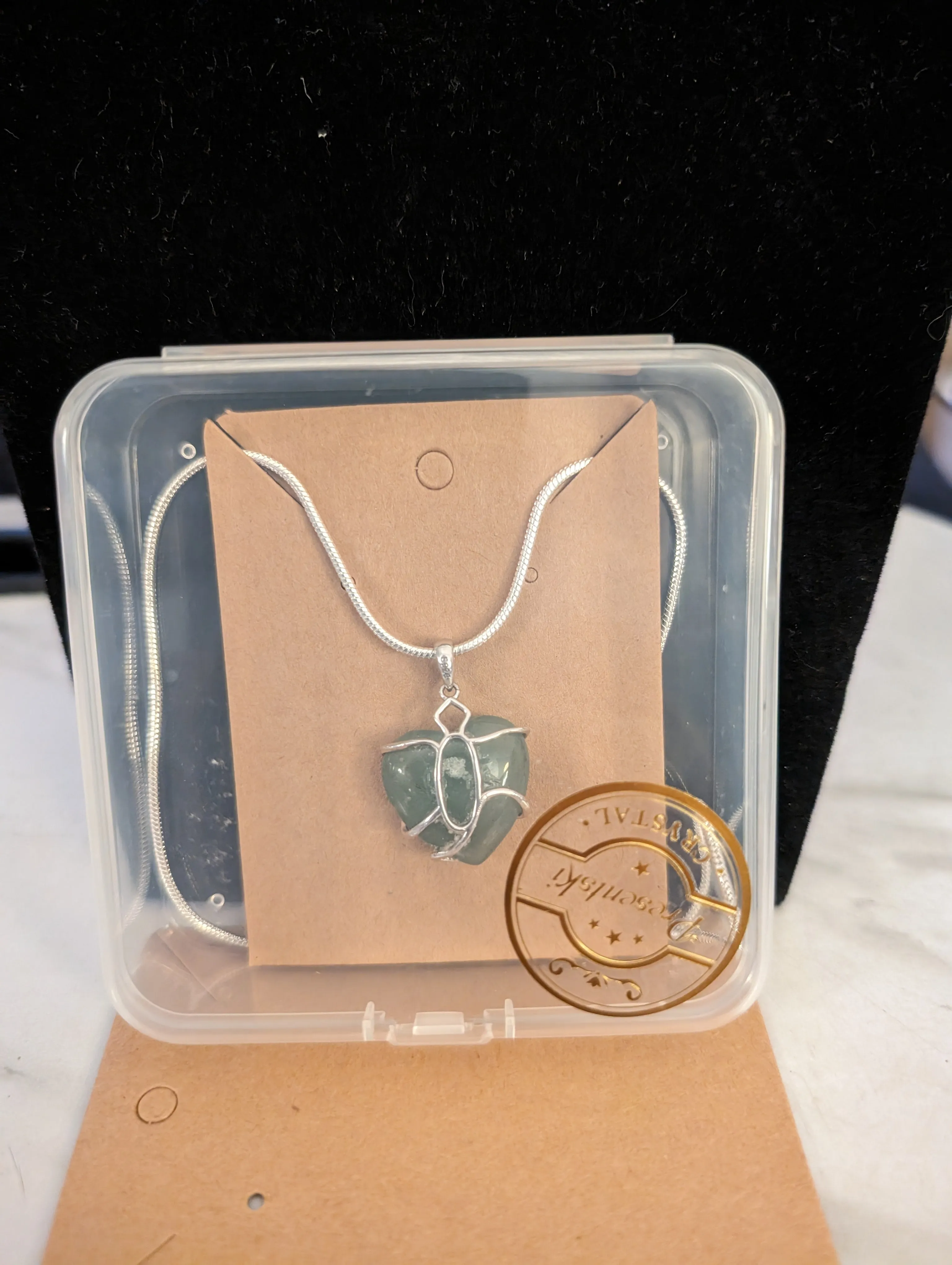 Sterling Silver Green Aventurine Heart Necklace