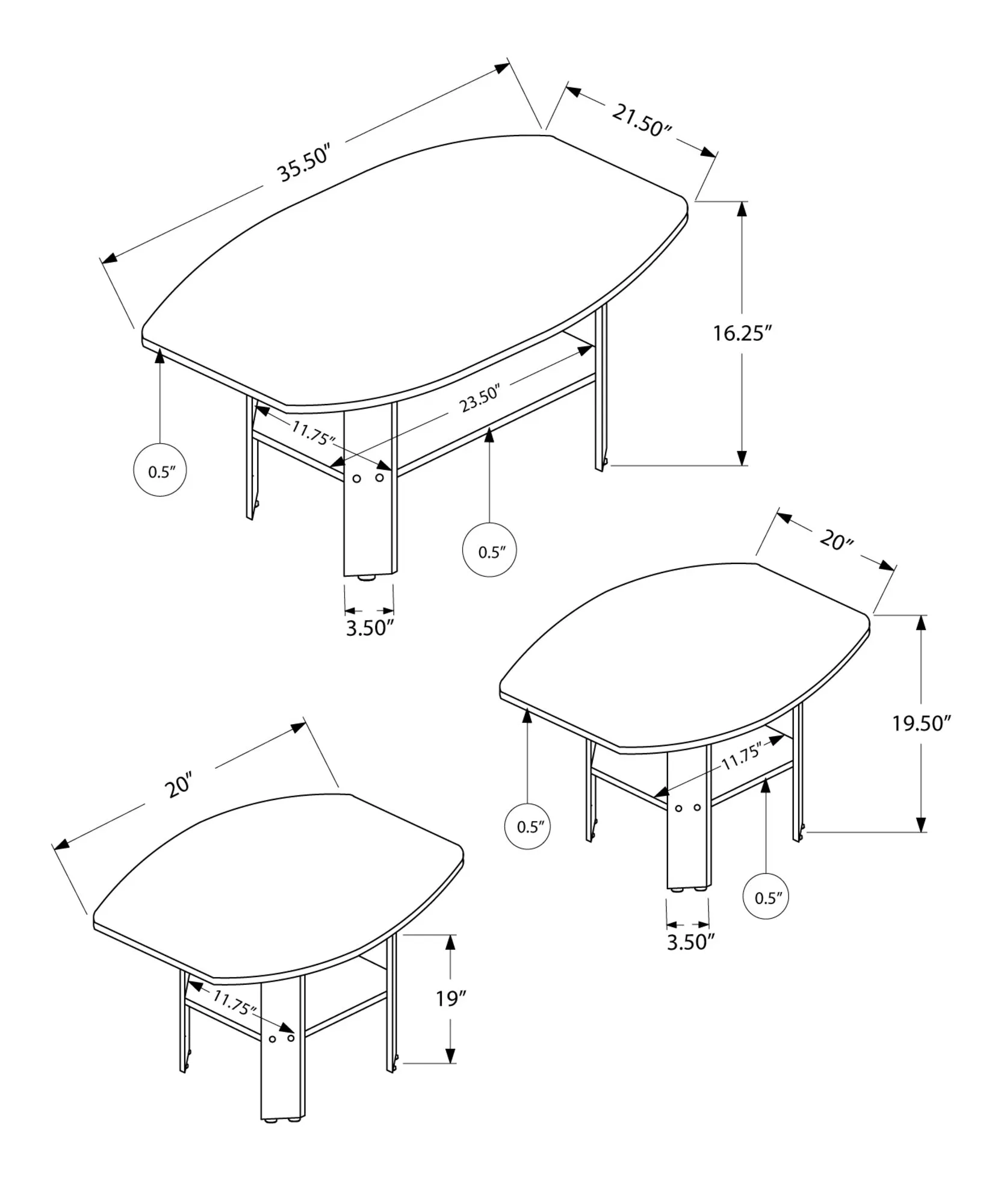 Table Set - 3Pcs Set / Cherry