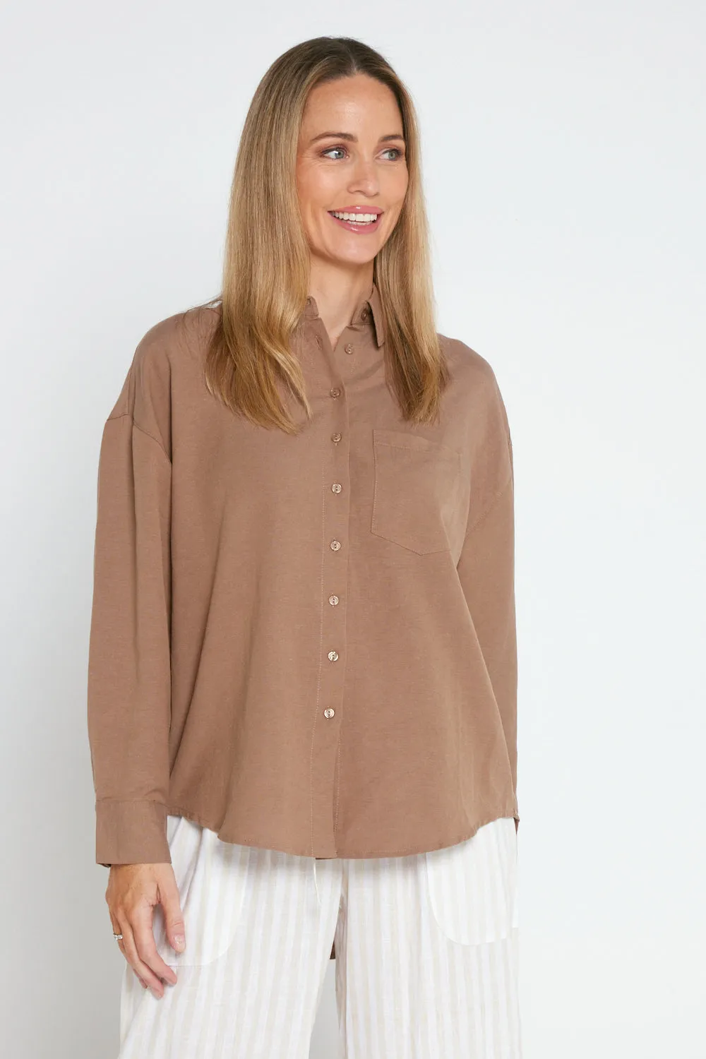 Tiffany Linen Shirt - Brown