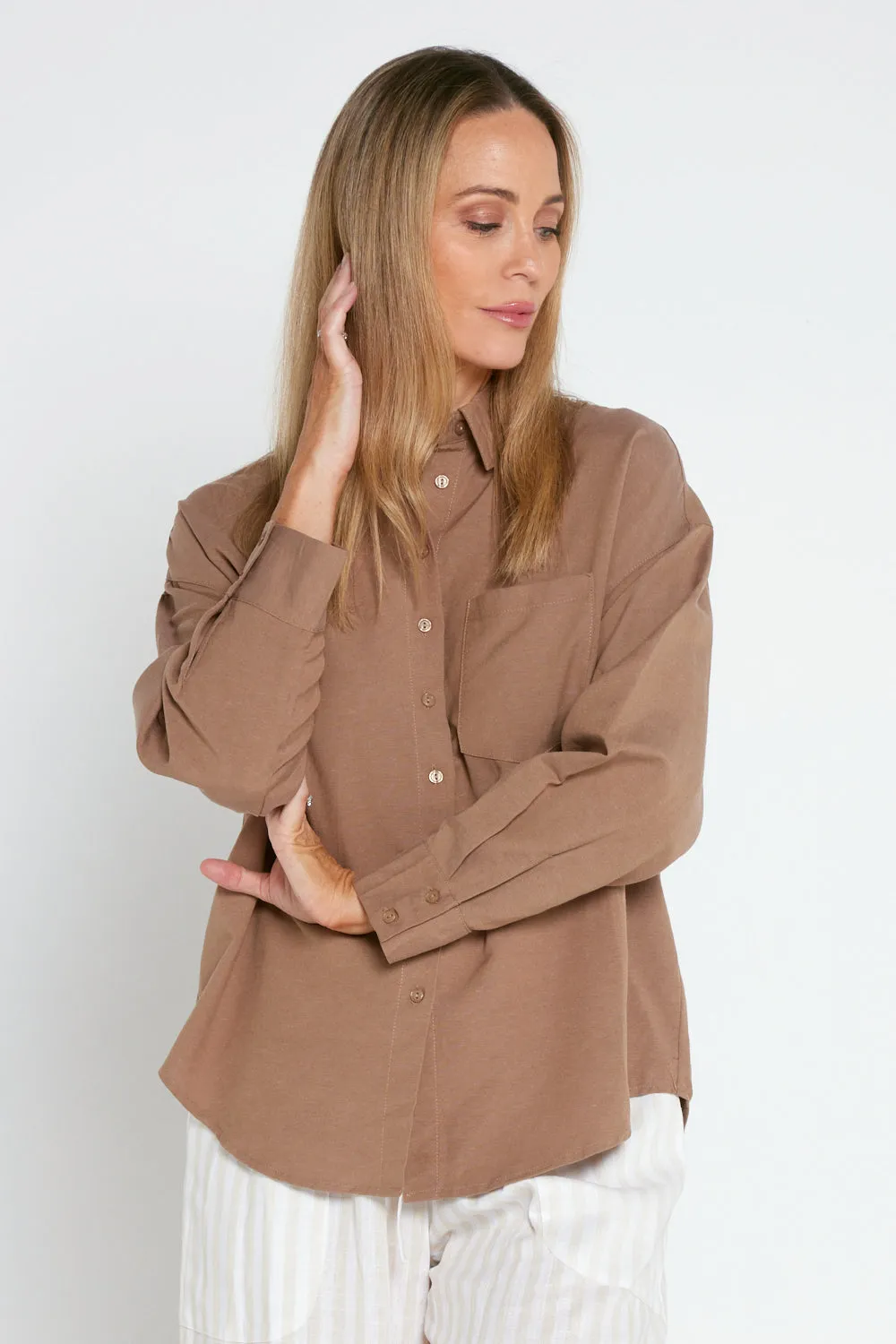 Tiffany Linen Shirt - Brown