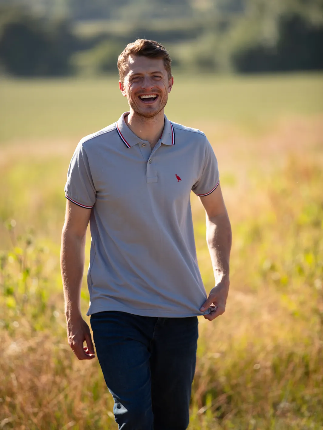 Tipped Polo Shirt - Grey