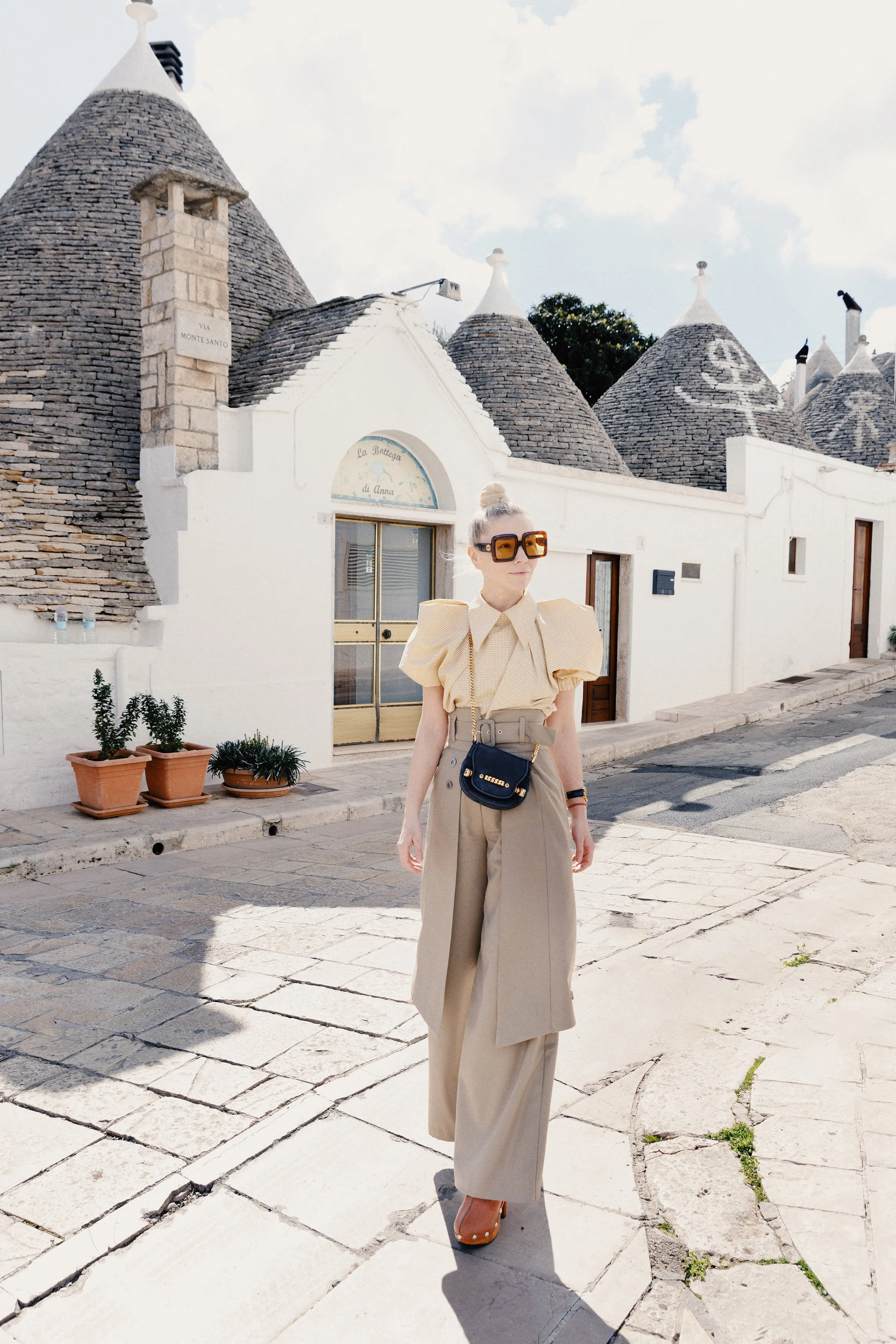 Wide Leg Trousers With Skirt Overlay Beige