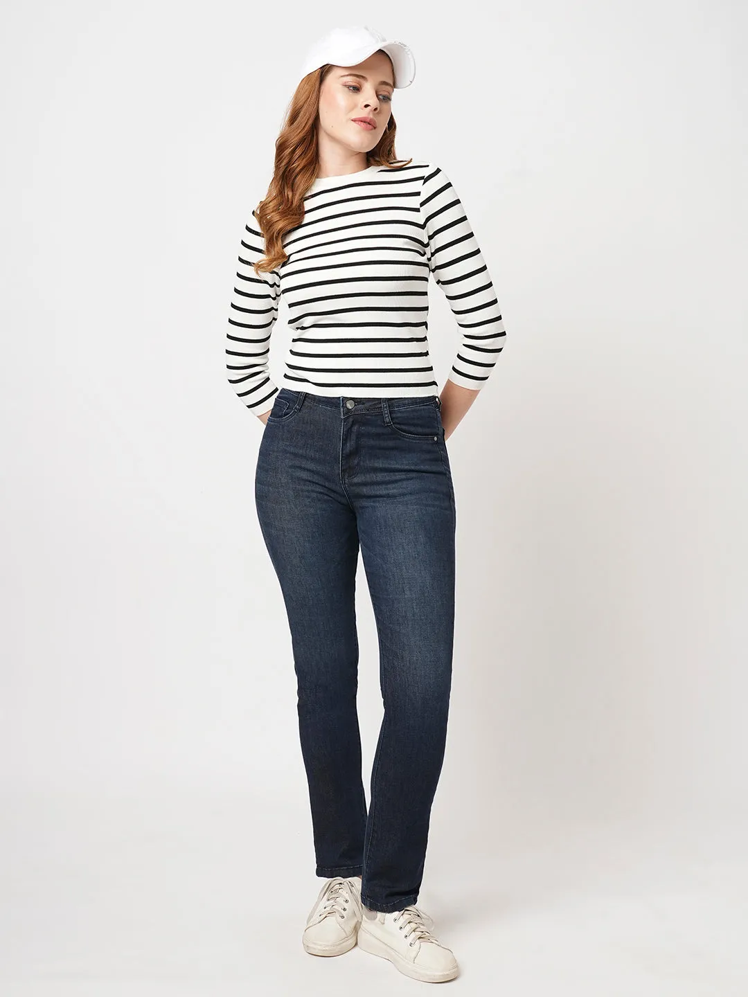 Women Blue Snug Straight Jeans