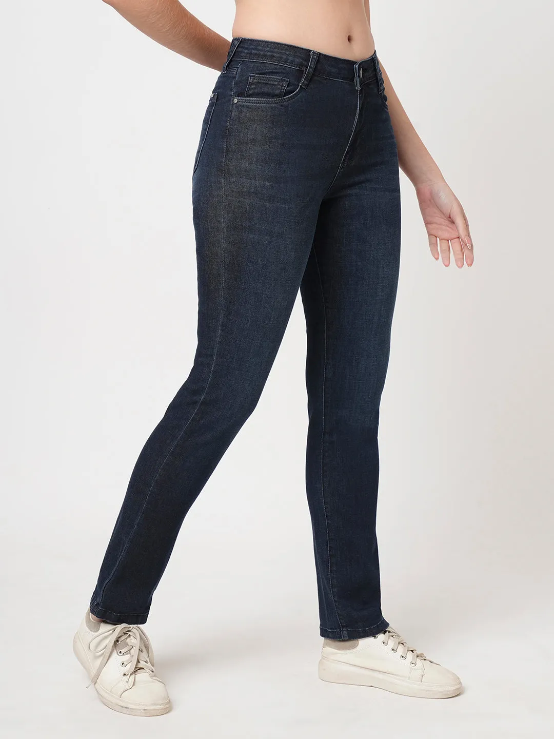 Women Blue Snug Straight Jeans