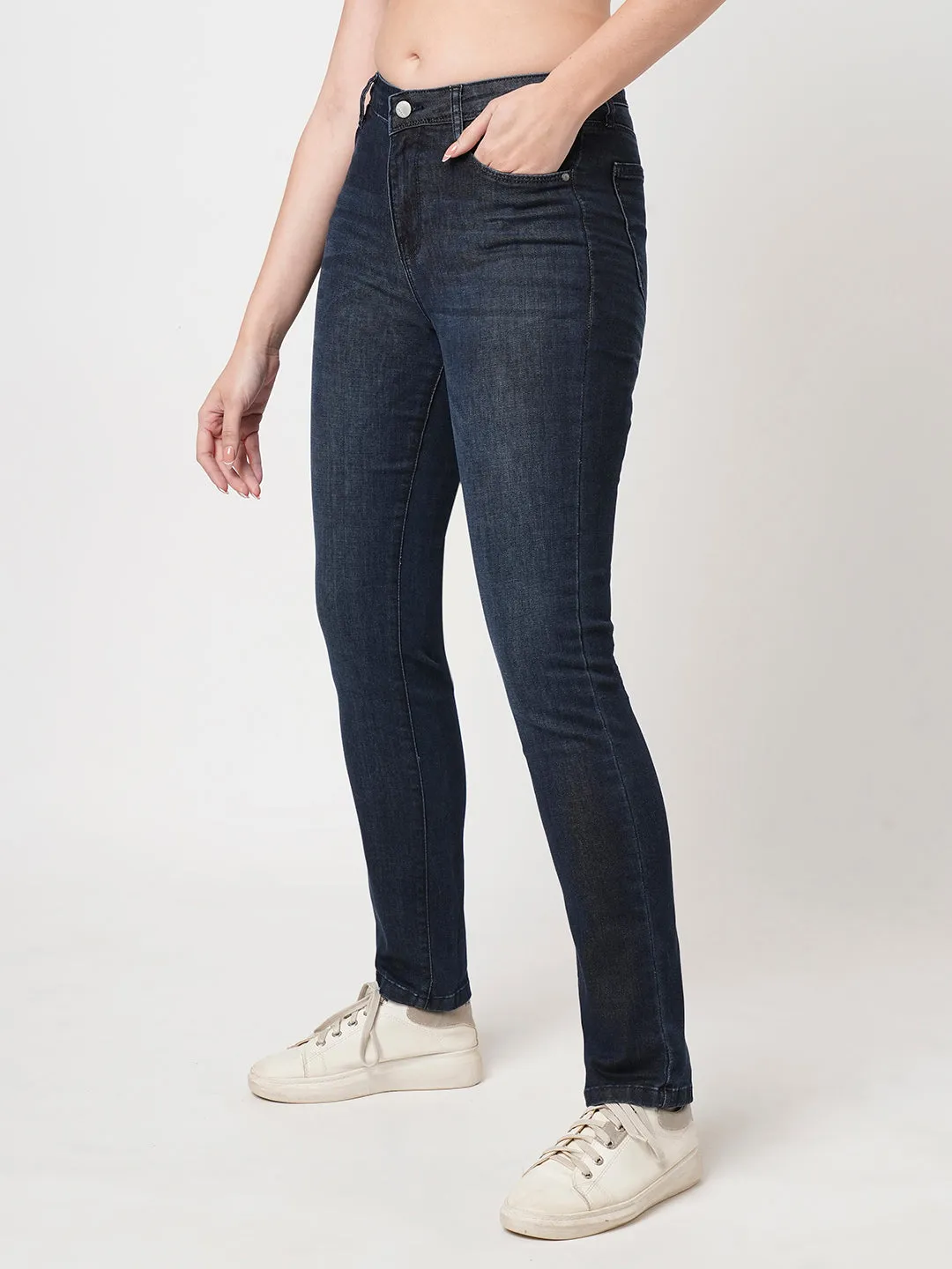 Women Blue Snug Straight Jeans