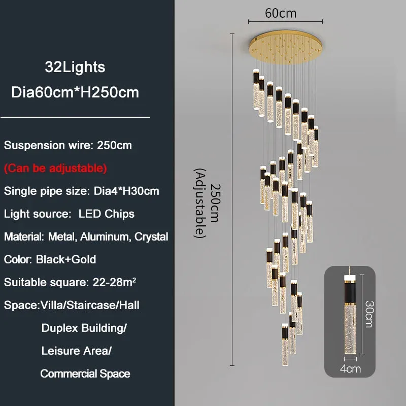 YLK Sprial design modern LED chandelier for staircase luxury