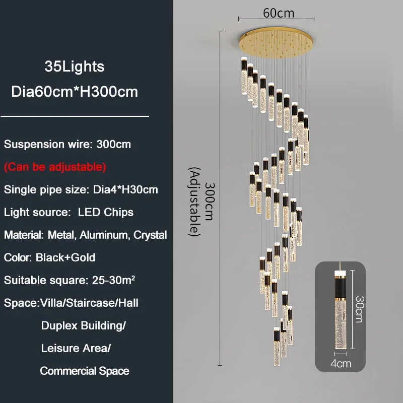 YLK Sprial design modern LED chandelier for staircase luxury