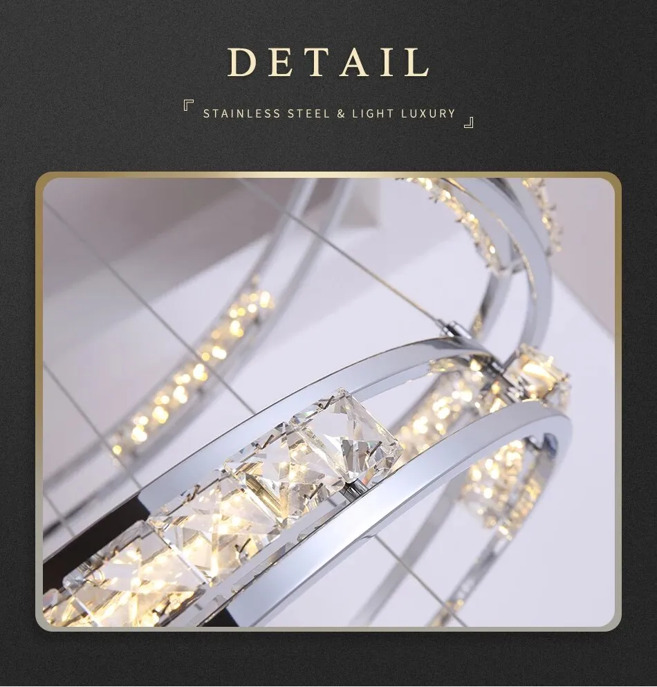 YLK Stainless steel Ring Design Modern LED chandelier for staircase