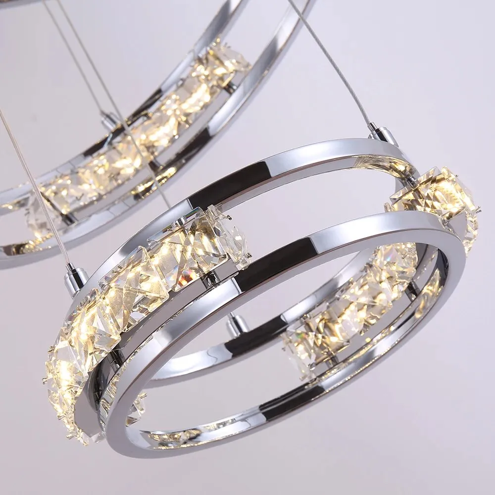 YLK Stainless steel Ring Design Modern LED chandelier for staircase