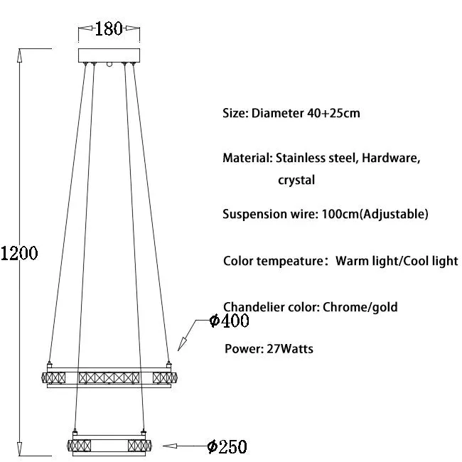 YLK Stainless steel Ring Design Modern LED chandelier for staircase