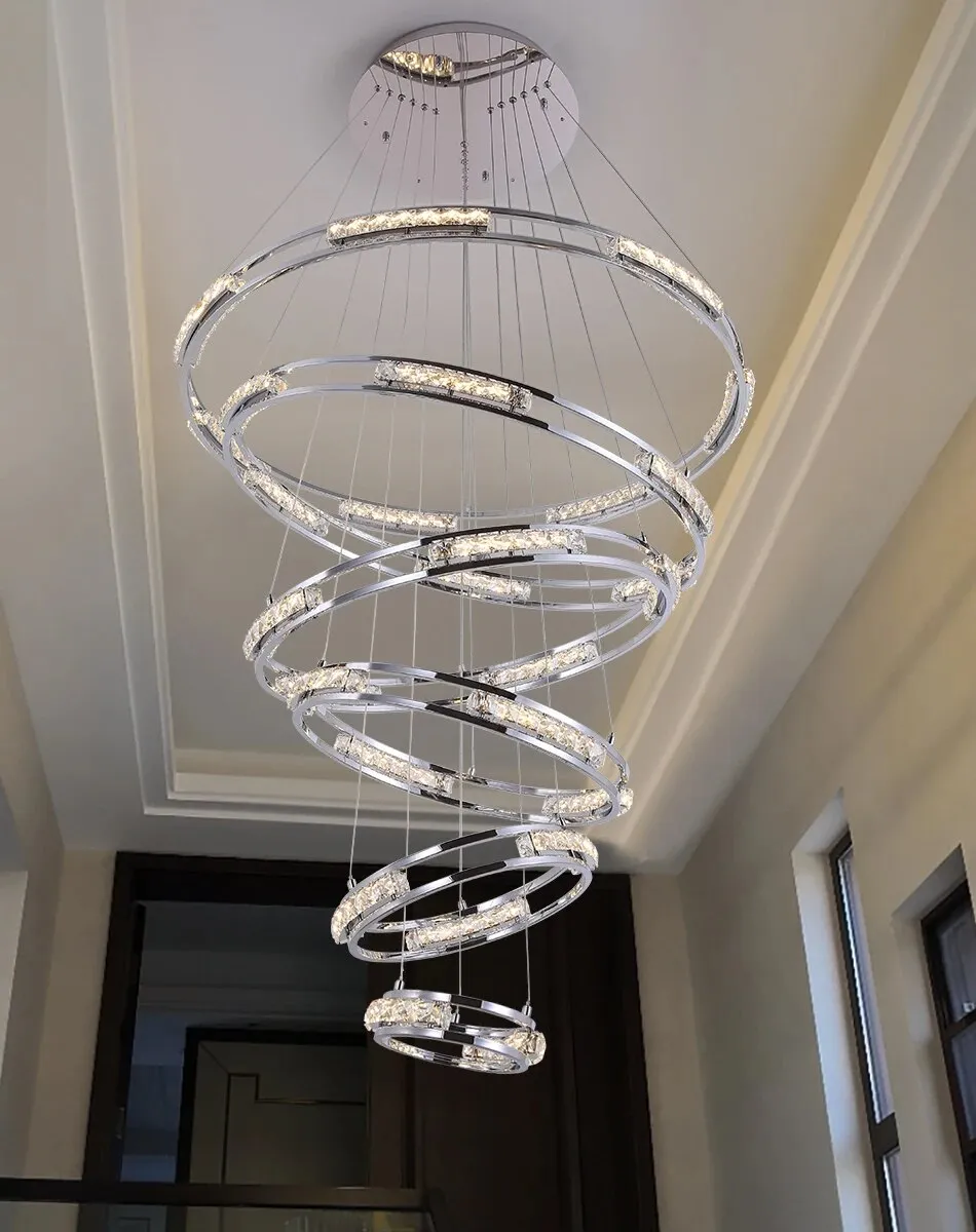 YLK Stainless steel Ring Design Modern LED chandelier for staircase