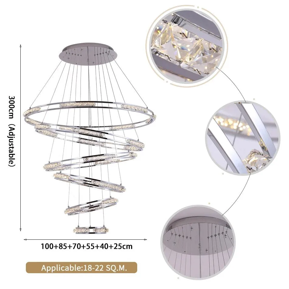 YLK Stainless steel Ring Design Modern LED chandelier for staircase