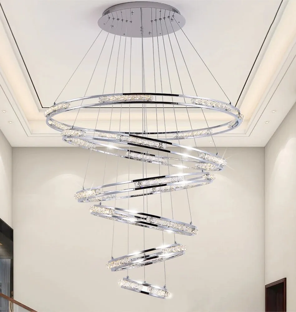 YLK Stainless steel Ring Design Modern LED chandelier for staircase