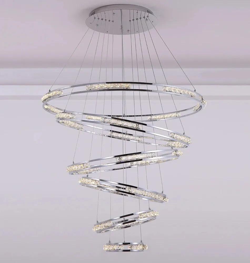 YLK Stainless steel Ring Design Modern LED chandelier for staircase