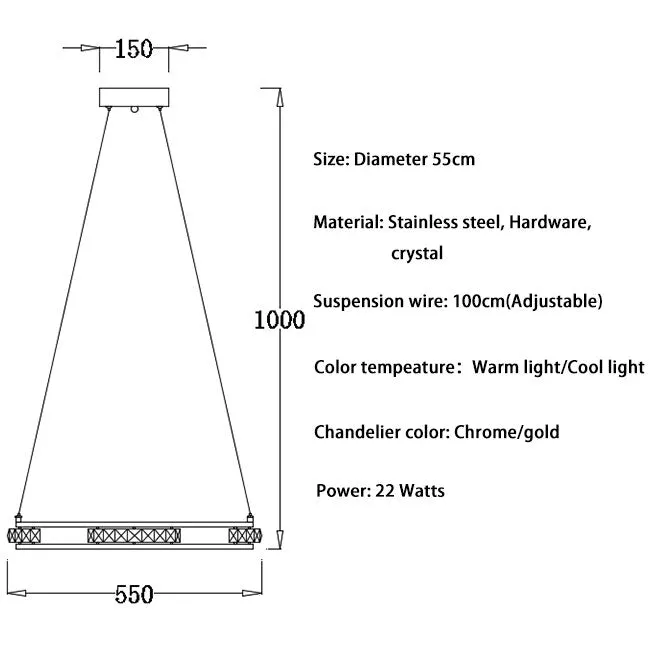 YLK Stainless steel Ring Design Modern LED chandelier for staircase