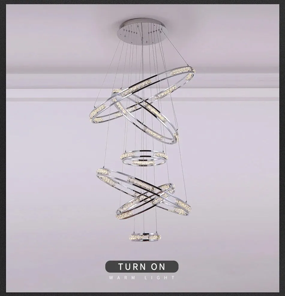 YLK Stainless steel Ring Design Modern LED chandelier for staircase