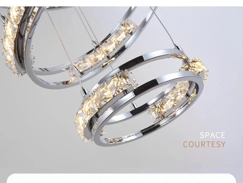 YLK Stainless steel Ring Design Modern LED chandelier for staircase