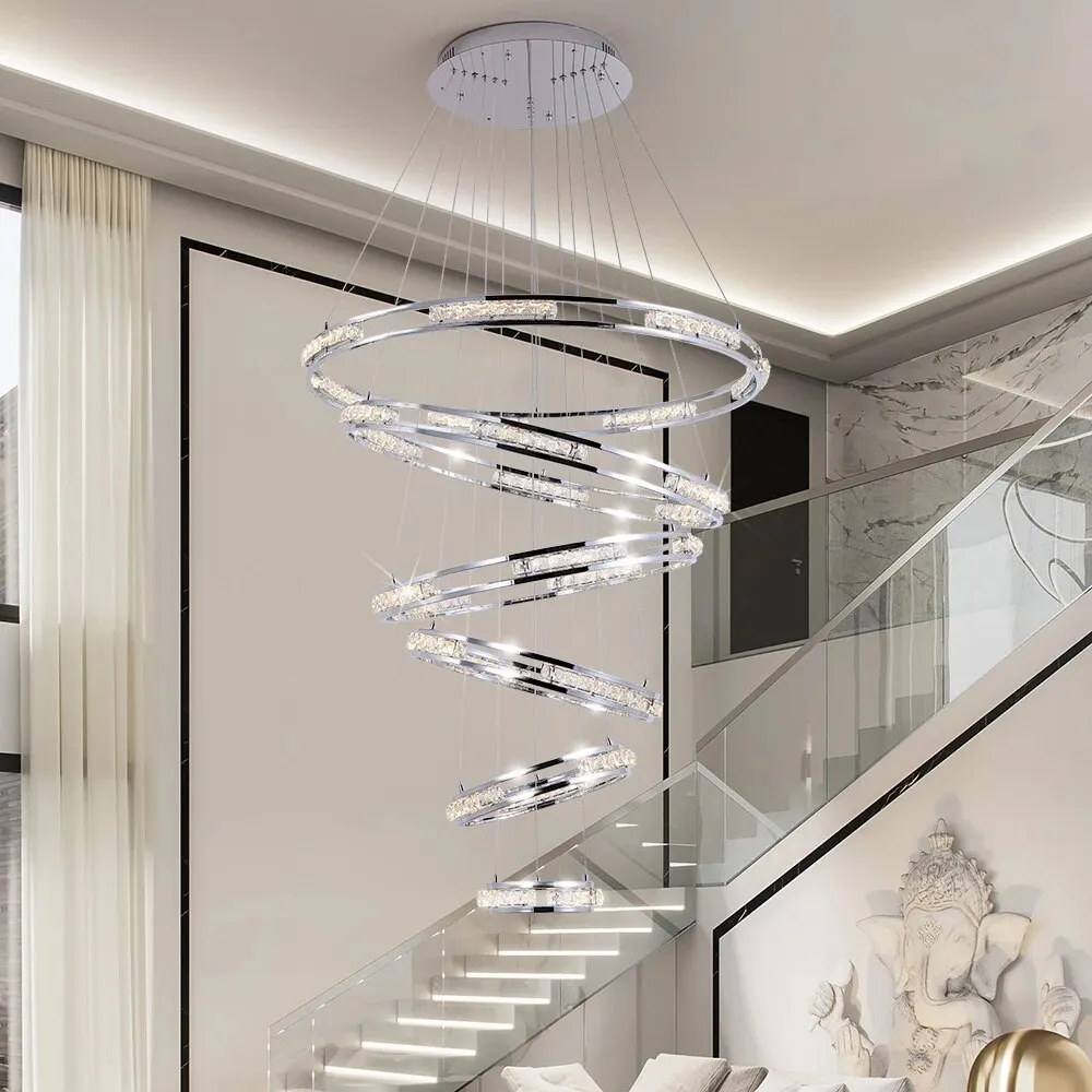 YLK Stainless steel Ring Design Modern LED chandelier for staircase